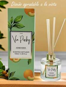 Difusor de varillas aromáticas 100ml ambientador aromas frutales frescura armonía hogar aroma duradero elegante decoración sala baño dormitorio alternativa ambientador moderno relajante decoración - Honeydew - - Ver 4