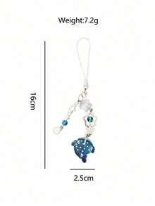 Cute Simulation Marine Shark Mobile Phone Chain Handcrafted Beaded Keyring Accessory Fish Charm Aesthetic Y2k Unique - Blue - View 8