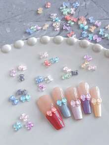 30PCS Ice Transparent Bow Nail Accessories Macaron 3D Mixed Tie Ribbon Resin Nail Accessories - Multicolor - View 1