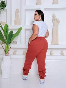 Women's Plus Size Sweatpants - 亮橙色 - 查看 1