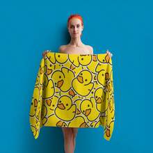 1 pezzo Telo da spiaggia in microfibra super assorbente e asciugatura rapida con motivo a papera, morbido e confortevole, unisex, adatto per viaggi all'aperto, campeggio, vacanze al mare, stile moderno, leggero e portatile, lavabile in lavatrice, 100% poliestere, rettangolare, tessuto a maglia, versatile per vacanze estive, viaggi, decorazione da bagno, articoli essenziali da spiaggia