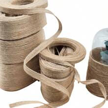 5M/Packung Natürliches Vintage Jute Sackleinen Band Basteln DIY Bögen Hochzeiten Geschenk Verpackung ideal für Sträuße, Jute Stoff Geburtstagsfest Kuchen Heim Dekoration in 6 Größen erhältlich (10mm-38mm)