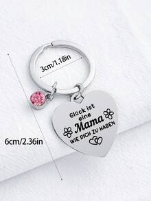 1个母亲节礼物水钻不锈钢钥匙扣 - 銀 - 查看 5