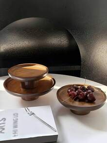 1 件复古木制底座托盘，家庭客厅水果蛋糕展示架，简约甜点糕点展示柜 - 棕色 - 查看 9