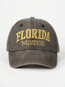 1pc Embroidered "FLORIDA" Washed Baseball Cap, Adjustable, Sun Protection, Casual, Suitable For Spring And Autumn Travel, Versatile, Sunscreen, Youth Y2K Style Cap - Baseball Cap - View 7