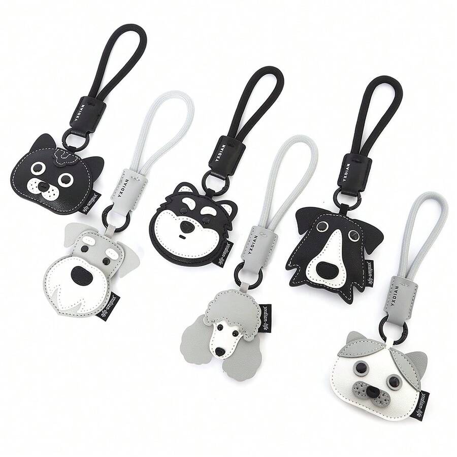 Móc khóa xe hơi hình chú chó con bằng da PU hoạt hình dễ thương, Mặt dây chuyền trang trí túi thời trang theo phong cách Bulldog và Beagle, Đồ trang trí treo tinh tế cho cặp đôi, Quà tặng sinh nhật ngày lễ tình nhân - Nhiều màu - Xem 1