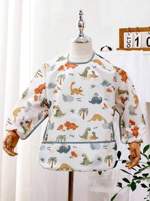 1 pieza Babero impermeable de manga larga y fácil de limpiar, para niños y niñas de 6 a 36 meses, lavable a máquina - Multicolor - Ver 1