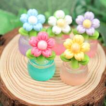 5/6pcs Resin Potted Flower Statues & Funny Poop Decor, Suitable For Desktop & Car Decoration