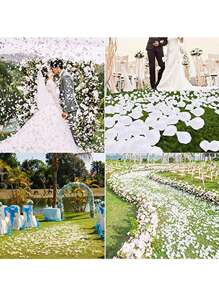 100/1000 Pétalos de rosa blanca artificial, aptos para decoraciones de bodas y fiestas. Agregan un toque romántico al Día de San Valentín y son perfectos para decorar el centro de la mesa de cena. Estos pétalos también se pueden usar para crear una sorpresa para propuestas de matrimonio, convirtiéndolos en un regalo ideal para el Día de San Valentín.