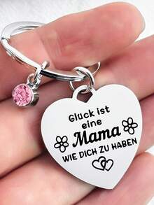 1个母亲节礼物水钻不锈钢钥匙扣 - 銀 - 查看 2