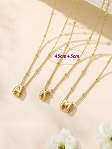 小巧立体字母气球3D字母镀金吊坠项链，女士个性化珠宝 - 金色 - 查看 6