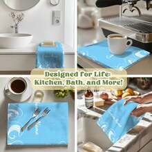 مجموعة منشفة مطبخ وقطعة قماش غسيل مخصصة باسم على خلفية زرقاء ذات نمط موجي، ديكور منزلي، منشفة يد للحمام، اكسسوارات، ديكور شقة، هدية ضرورية لتدشين المنزل الجديد للنساء، الأم، الجدة، الزوجة، ديكور حمام، ديكور خريفي، أساسيات الشاطئ، عودة إلى المدرسة، منشفة استحمام لصالون التجميل، الفندق، الرياضة، أساسيات المنزل، منشفة، العناية بالبشرة - أزرق سماوي - مشاهدة 10