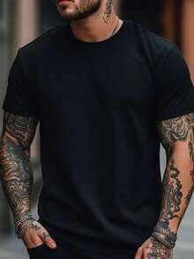 Men's Tour Graphic Tee, 100% Polyester Casual Crew Neck T-Shirt, Short Sleeve Summer Streetwear With Alphabet Print, Regular Fit Pullover For Weekend Casual Wear,Vintage Men Vacation,Summer Shirt,Father's Day Gift,A Great Gift - 黑色 - 查看 2