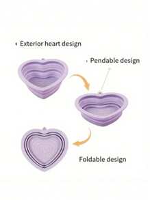 PETSIN 1pc Heart-Shaped Silicone Anti-Spill Pet Bowl, Foldable Portable Pet Food Water Feeding Bowl, Pet Supplies Water Bottle Camping