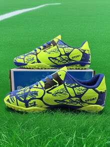 Lightweight Breathable Football Shoes, Classic Fashion Minimalist Lightweight Non-Slip Durable Molded Stud Soccer Shoes, Low-Top Popular Practical Outdoor Sports Molded Stud Football Training Shoes - Green - View 5