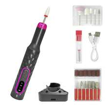 便携式充电式电动美甲钻，转速 15000RPM，适用于水晶甲卸除、抛光和美甲沙龙工具 - 灰色 - 查看 2