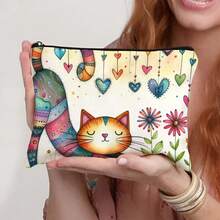 1 pieza Bolsa de cosméticos con diseño de gato lindo, organizador de viaje portátil, bolso de mujer, bolso de verano, bolso de Ramadán, bolsa de maquillaje, billetera, mochila de graduación