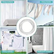 1 Paquete de Alambre para Cortinas de Red Color Blanco, Kit de Cable Colgante para Ventana de 3/5 Metros, Cuerda de Cortina con Ganchos Adhesivos para Barra de Cortina