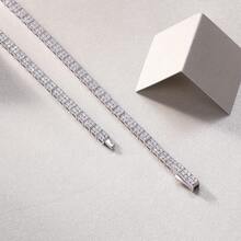 1 pieza Collar de Moissanita con pavé completo, baño de oro de 18K en plata de ley 925, diseño de cadena con engaste de garras, estilo minimalista, versátil para uso diario, superposición o regalo, con certificado GRA