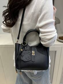 Nova bolsa de ombro feminina de luxo com textura de lichia, bolsa transversal versátil para deslocamento diário, 2025
