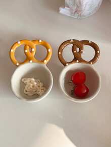 Asymmetrical Ceramic Bowl, Bread Design Dipping Sauce Dish, Creative Seasoning Container With Spoon Back To School,School Supplies - Multicolor - View 18