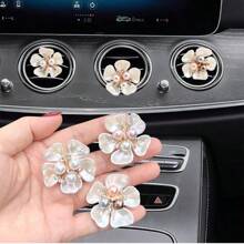 2pcs Car Air Vent Clip-On Floral Fragrance Diffuser, Auto Interior Decor Accessories For Driver & Passenger Side