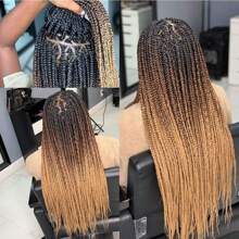 22 hebras Extensiones de cabello trenzado a ganchillo de 24 pulgadas rectas preanudadas sintéticas, trenzas a ganchillo de médium con nudo libre, trenzas a ganchillo diosa sirena de color negro natural para mujeres