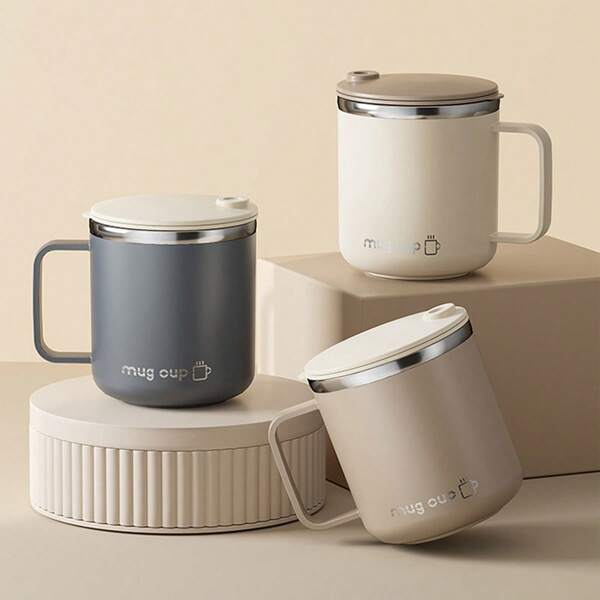 WORTHBUY كوب قهوة من الفولاذ المقاوم للصدأ 304 سعة 400 مل مع غطاء ومقبض، كوب مزدوج الطبقة معزول حراريًا، كوب شرب محمول محكم الإغلاق ومقاوم للحروق، كوب شاي وحليب وقهوة قابل لإعادة الاستخدام مقاوم للحرارة والبرودة، أدوات مطبخ مناسبة لاستخدام الطلاب والبالغين في المنزل والمدرسة والسكن الجامعي والمكتب والتخييم والنزهات والسفر وعودة إلى المدرسة