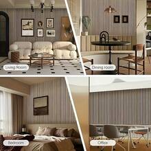 6pcs/12pcs 3D Luxury Retro Grid Wood Grain Self-Adhesive Wall Panels, Waterproof Vinyl Wallpaper With Matte 3D Texture, Suitable For DIY Projects - Easy Peel And Stick Installation, Removable Backsplash Tiles For Kitchen, Furniture Renewal, Fits All Indoor Spaces With Straight Line Matching Patterns And Stripes - Multicolor - View 11