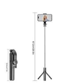 Luz de Relleno LED Portátil Palo Selfie, Palo Selfie Extensible Trípode, Trípode con Control Remoto Inalámbrico, Ligero y Portátil, Compatible con Sistemas iOS y Android, y talla grande, Adecuado para Selfie/Transmisión en Vivo/Fotografía, Perfecto para Vacaciones y Viajes - Luz de belleza negra - Ver 10