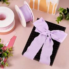 10 码荷叶边丝带装饰荷叶边丝带涤纶双层雪纺丝绸装饰罗缎丝带带轴适用于新娘花束礼品包装婚礼装饰 DIY 工艺品