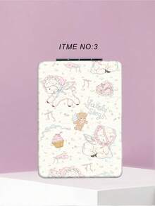 INS系列可折叠小巧轻便的手持镜，适用于各种场景和人群。可折叠方形便携式口袋镜，饰有经典蝴蝶结、小猫、小羊羔和玫瑰花朵图案。精致的折叠结构，经久耐用，方便携带。180°翻盖，多功能化妆镜，化妆，经济实惠，房间装饰，梳妆台，旅行，卧室，化妆配件，镜子，化妆镜，迷你镜，小镜子，小镜子，手镜 - 彩色 - 查看 6