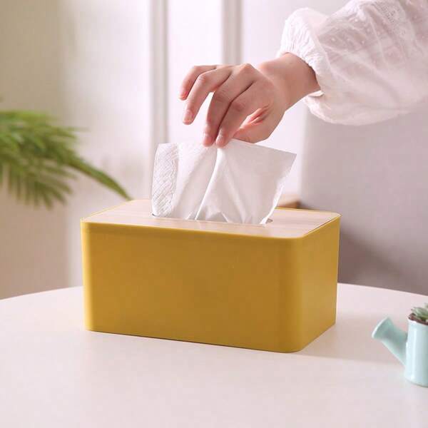 Caja de pañuelos de estilo japonés minimalista con tapa de madera, soporte de pañuelos faciales de madera, decoración creativa para el hogar, restaurante, sala de estar, mesa de café