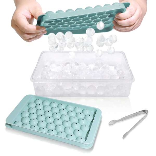 1 PIEZA Molde de cubitos de hielo de verano, bandeja de cubitos de hielo, cubitos de hielo redondos pequeños para cócteles y bebidas frías, suministros para fiesta de graduación y cumpleaños
