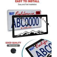 2 Peças Moldura de Placa de Licença com Relevo 3D de Montanha Nevada, Inclui Conjunto de Parafusos, Adequado para EUA/México/Canadá, Decoração de Carro, Acessórios Automotivos, Viagem de Carro, Peças de Carro Estilo Oeste, Acessórios de Carro Pretos, Peças de SUV, Peças de Caminhão, Suprimentos Automotivos - Montanha nevada - Visão 9