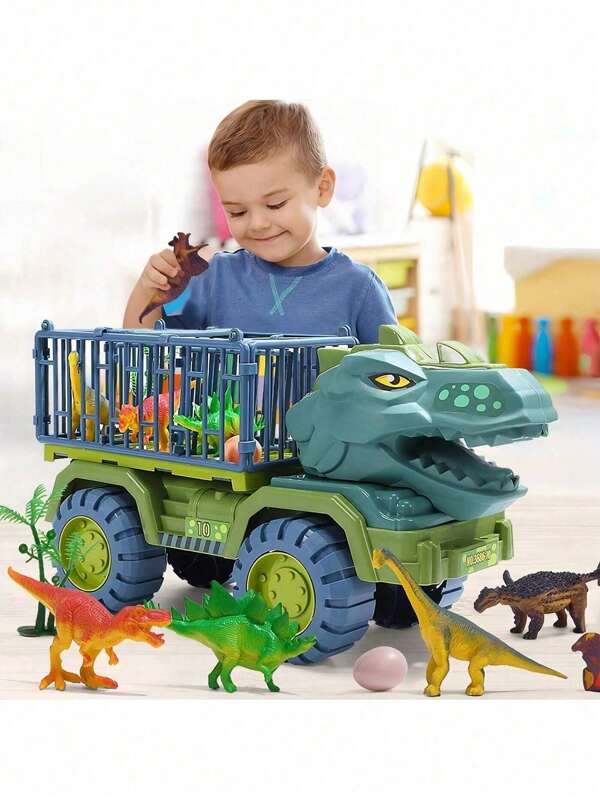 1/2/3pcs Dinosaur Construction Truck Toys Boys Set Transport Truck Dump Truck Mixer Excavator Crane Truck (With Dinosaur) Children's Toys Birthday Gifts Boys Indoor Toys, Boys Toys Cool Gifts Toy Cars For Kid