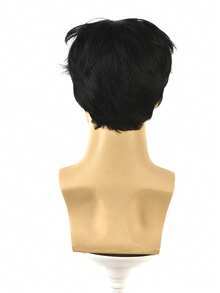 Men's Short Hair Wig, Natural Wig With Bangs, Korean Style Men's Micro-Parted Wig Headpiece, Heat-Resistant Synthetic Wig - Black - View 6