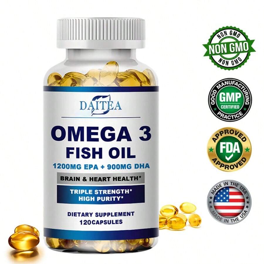 Omega 3 Fish Oil Softgels - Contains EPA & DHA - Supports Brain Health For Men & Women - 120 Capsules - 1 瓶 - 查看 1