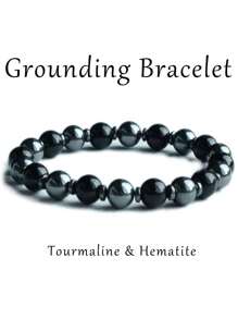 YAUKIA Bracelet de protection contre l'empathie en porcelaine blanche et tourmaline noire de 8 mm, bracelet de protection énergétique en hématite, bracelets de guérison, d'équilibrage, de méditation, de nouveaux départs et de bonne chance pour les hommes et les femmes