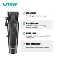 VGR 无绳理发器 可调节电动理发器 塑料材质 可自由调节长度 男士理发器 V-197 - 彩色 - 查看 3