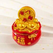 1pc Resin Fortune Bag Money Bag Figurine, New Year Decoration For Home Table Desktop