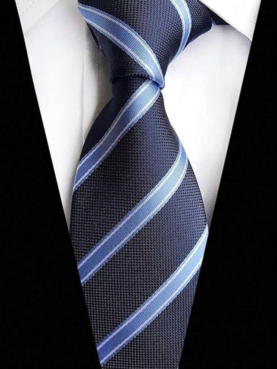 1 件海军蓝细条纹手工压制涤纶衬衫，适合商务、派对、街头装和日常穿着