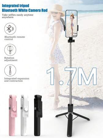 170cm/ 66.93-Inch Tripod Selfie Stick, Retractable Selfie Stick Tripod With Wireless Remote Control For A Variety Of Phone Models, Suitable For Outdoor Live Streaming, Video Selfies And Portable. Compatible With IPhone Android Phone Mobile Phone Suitable For Live Streaming, Vlog,Family Gatherings, Christmas Party Shooting,For Handheld Selfie, Outdoor Activities, Interviews For Summer Vacation, Travel, Outdoor Activities, Live Streaming Tripod Stand