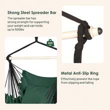 2025-NEW Highwild Hammock Chair Hanging Rope Swing - Max 500 Lbs - 2 Cushions Included - Steel Spreader Bar  Anti-Slip Rings - For Any Indoor Or Outdoor Spac (Green)GreenGreen - Bildfarbe - View 3