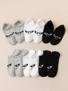 9 Pairs Women Minimalist & Design Polyester Boat Socks, Spring/Summer - Multicolor - View 1
