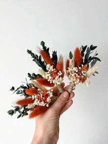 Conjunto bohemio de mini ramos de flores secas | Arreglos en botellas pequeñas | Decoraciones de mesa | Regalo en caja con iniciales, decoración de otoño