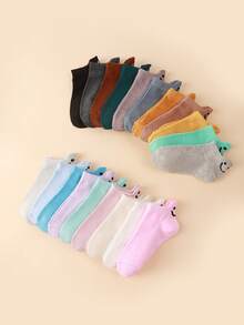 10 Pairs Random Color Smiling Face Design Comfortable Socks - Multicolor - View 2