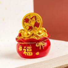 1pc Resin Fortune Bag Money Bag Figurine, New Year Decoration For Home Table Desktop
