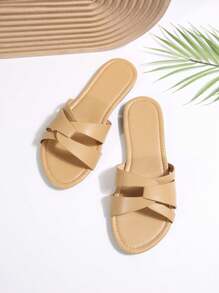 Women's Fairy Style Net Vamp Sandals, New Summer Retro Korean Versatile Casual Beach Flat Slippers, Suitable For Dates, Parties, Gatherings, Vacation, Commuting, Business