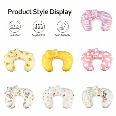 1 件 U 型哺乳枕 - 多功能、可拆卸、可机洗枕套 - 为哺乳、侧睡和孕期提供腰部和颈部支撑 - 混合颜色